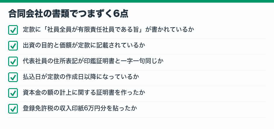 合同会社の書類でつまずく6点