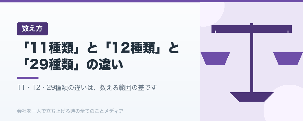 「11種類」と「12種類」と「29種類」の違い
