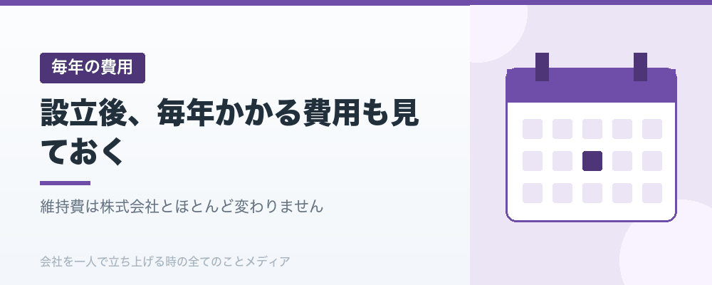 設立後、毎年かかる費用も見ておく