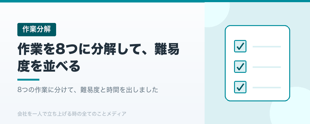 作業を8つに分解して、難易度を並べる